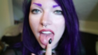 Goth Girls Unleash Their Spit Tongue Fetish!
