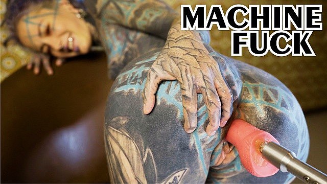 Tattooed Teen Takes on a Brutal Fuck Machine