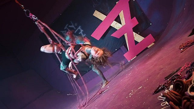 Tasteful Tattooed Suspension with a Skinny Domme